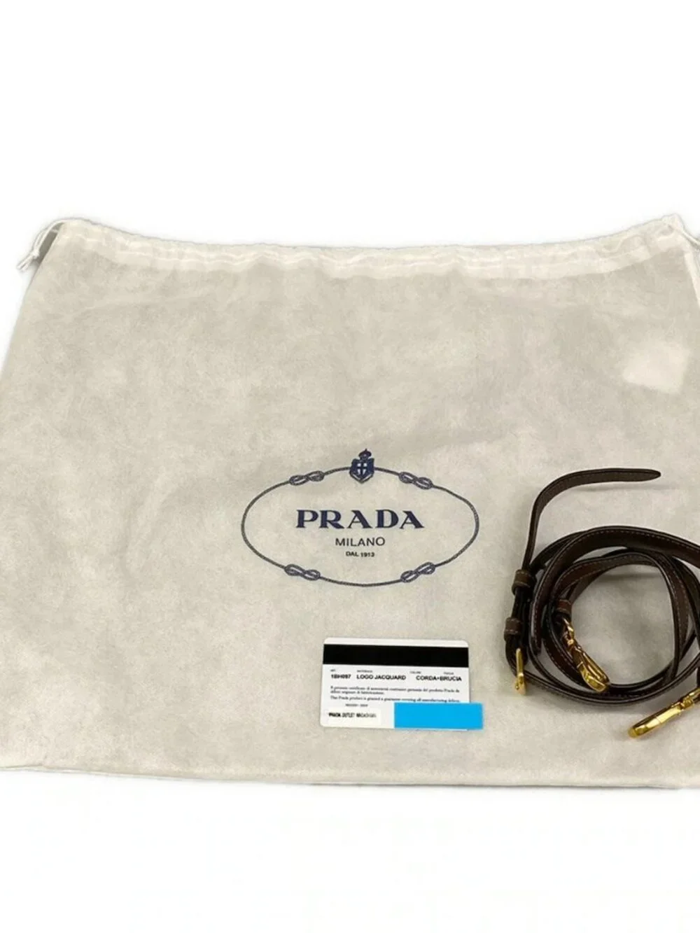 PRADA Logo Jacquard 1BH097 Beige Brown Dark Brown Jacquard Leather Handbag